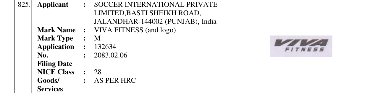Original bulletin entry for VIVA FITNESS (and logo)