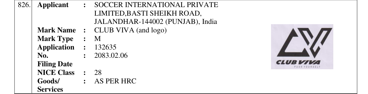 Original bulletin entry for CLUB VIVA (and logo)