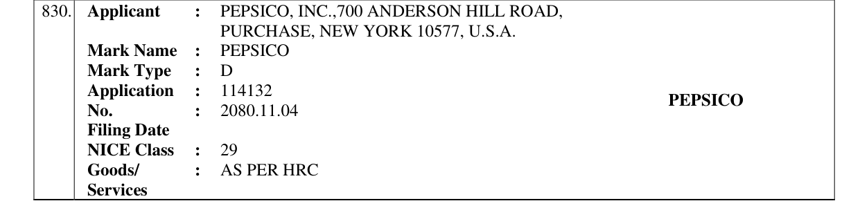 Original bulletin entry for PEPSICO