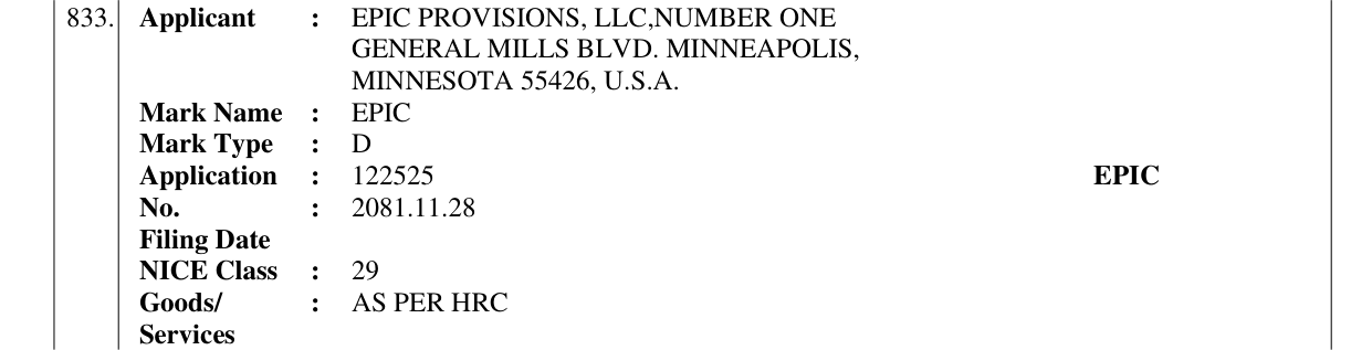 Original bulletin entry for EPIC