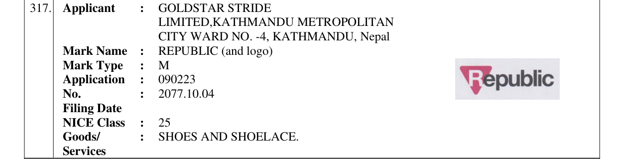 Original bulletin entry for REPUBLIC (and logo)
