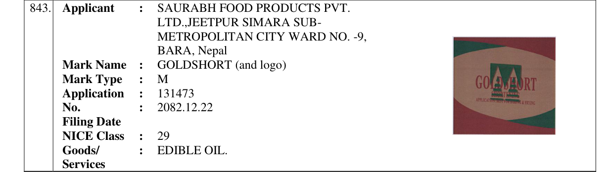 Original bulletin entry for GOLDSHORT (and logo)