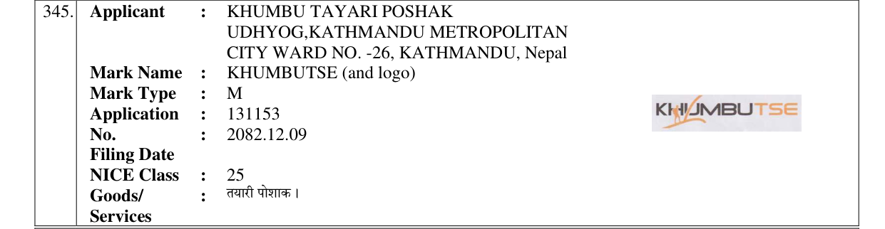 Original bulletin entry for KHUMBUTSE (and logo)