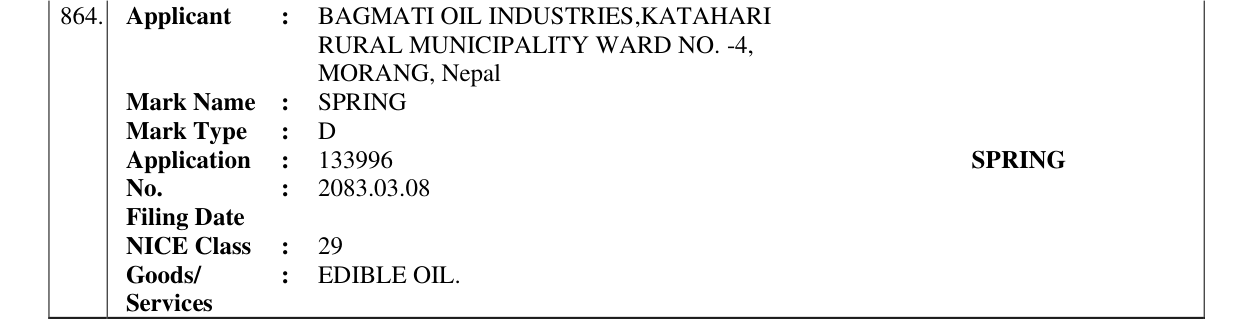 Original bulletin entry for SPRING