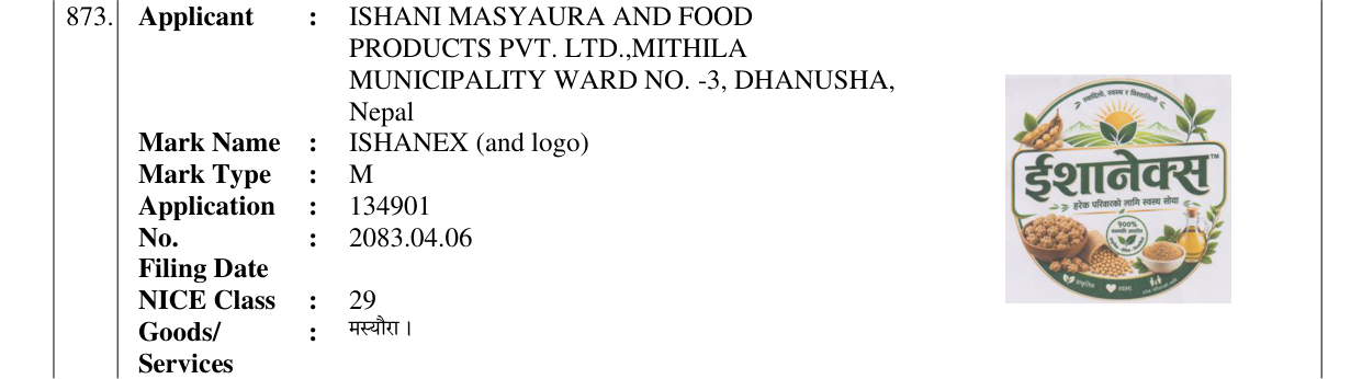 Original bulletin entry for ISHANEX (and logo)