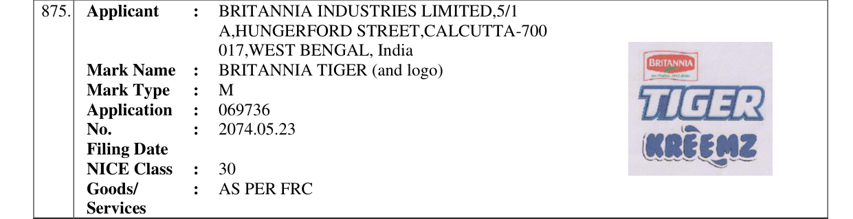 Original bulletin entry for BRITANNIA TIGER (and logo)