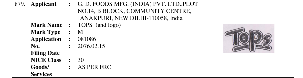 Original bulletin entry for TOPS (and logo)