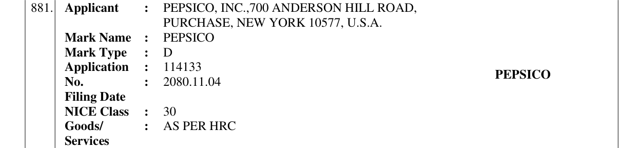 Original bulletin entry for PEPSICO