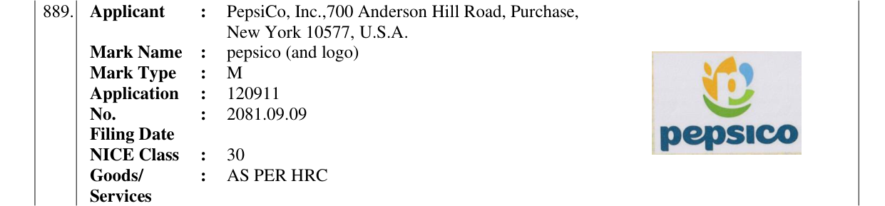 Original bulletin entry for pepsico (and logo)