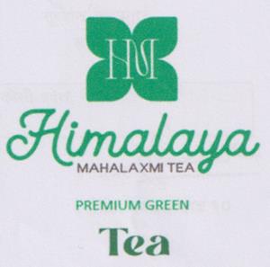 HM HIMALAYA MAHALAXMI GREEN TEA (and logo) trademark logo