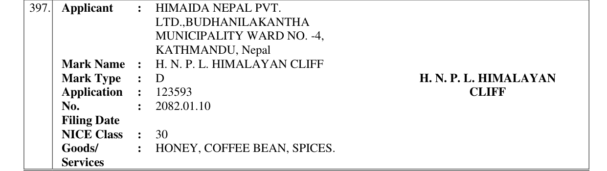 Original bulletin entry for H. N. P. L. HIMALAYAN CLIFF