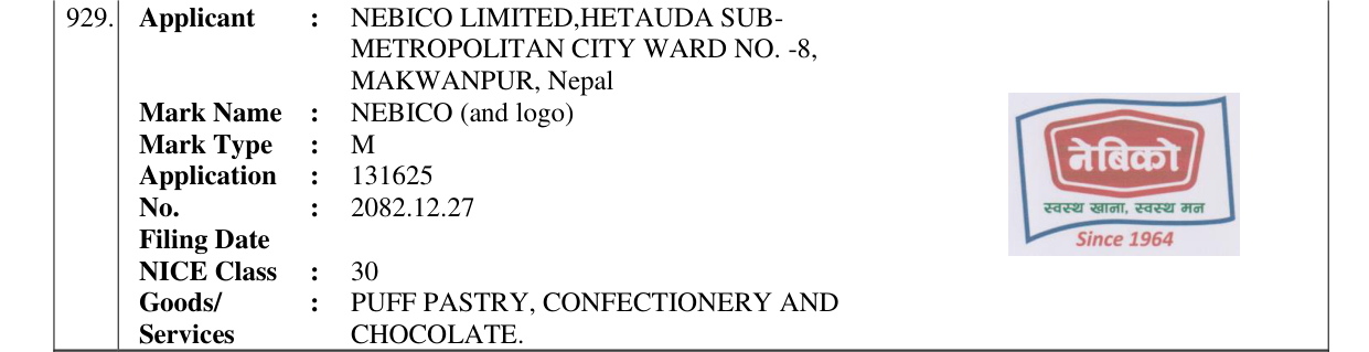 Original bulletin entry for NEBICO (and logo)