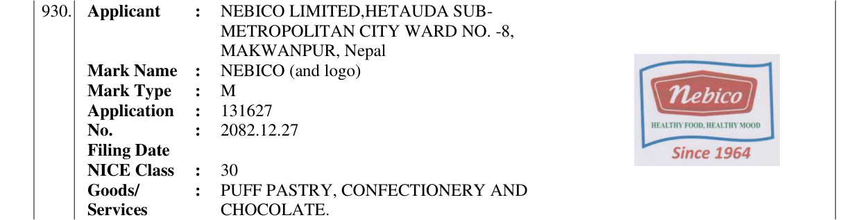 Original bulletin entry for NEBICO (and logo)