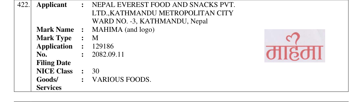 Original bulletin entry for MAHIMA (and logo)
