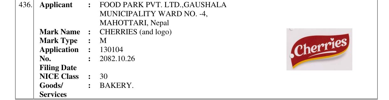 Original bulletin entry for CHERRIES (and logo)