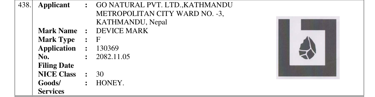 Original bulletin entry for DEVICE MARK