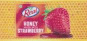 REAL HONEY MIXED WITH STRAWBERRY (and logo) trademark logo