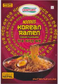CENTURY NOODLES HOT KOREAM RAMEN CHICKEN FLAVOURED (and logo) trademark logo