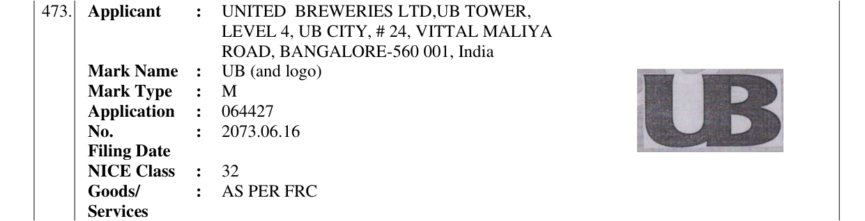 Original bulletin entry for UB (and logo)