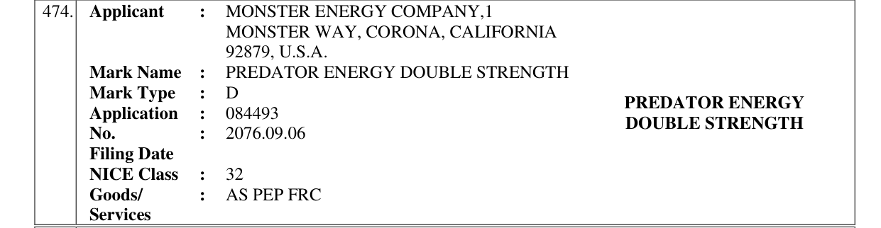 Original bulletin entry for PREDATOR ENERGY DOUBLE STRENGTH