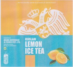 RUSLAN LEMON ICE TEA (and logo) trademark logo