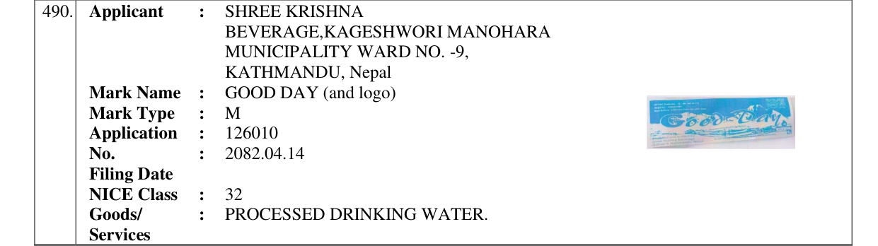 Original bulletin entry for GOOD DAY (and logo)