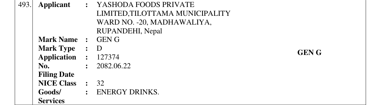 Original bulletin entry for GEN G