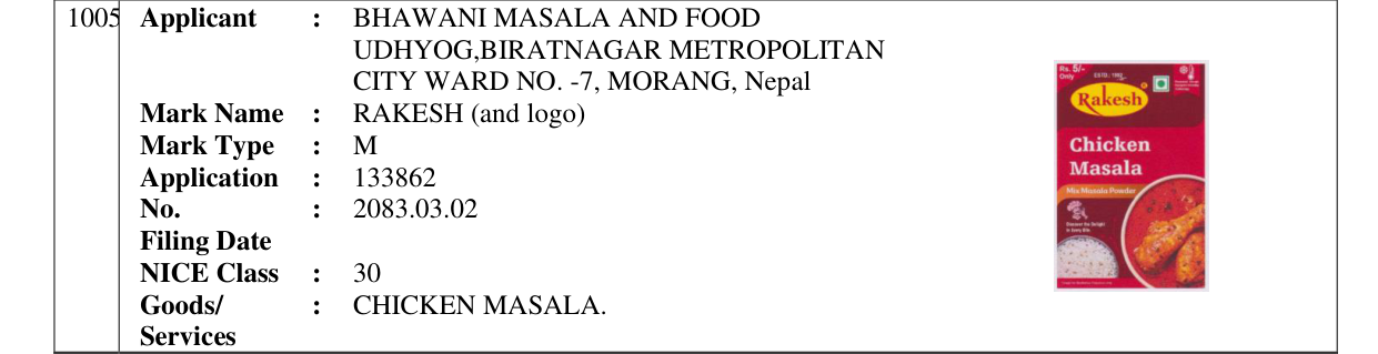 Original bulletin entry for RAKESH (and logo)
