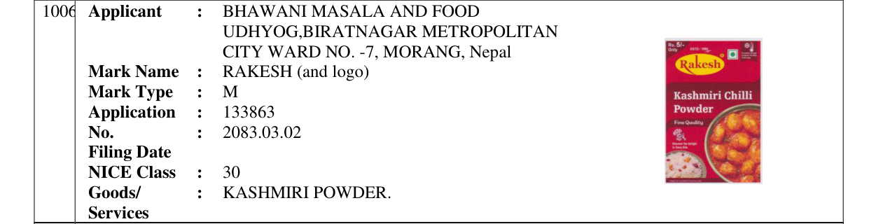 Original bulletin entry for RAKESH (and logo)