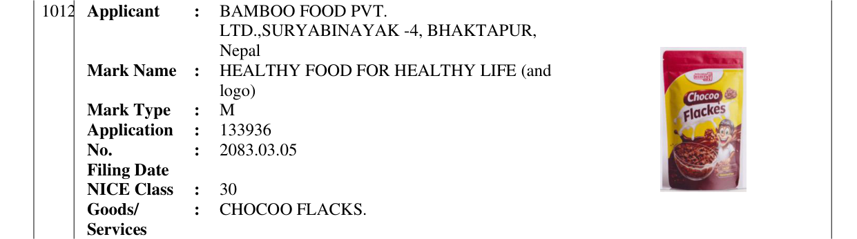 Original bulletin entry for HEALTHY FOOD FOR HEALTHY LIFE (and logo)