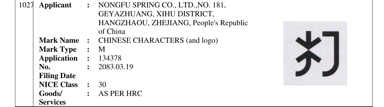 Original bulletin entry for CHINESE CHARACTERS (and logo)