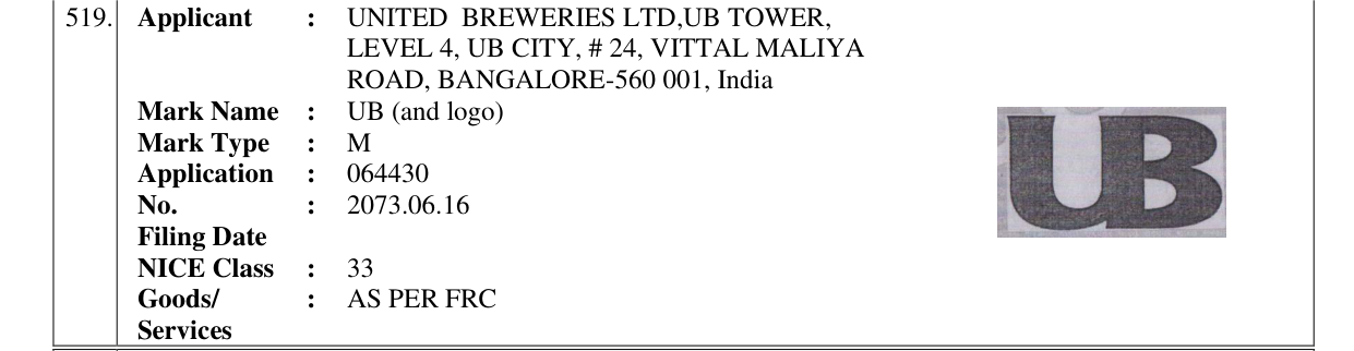 Original bulletin entry for UB (and logo)