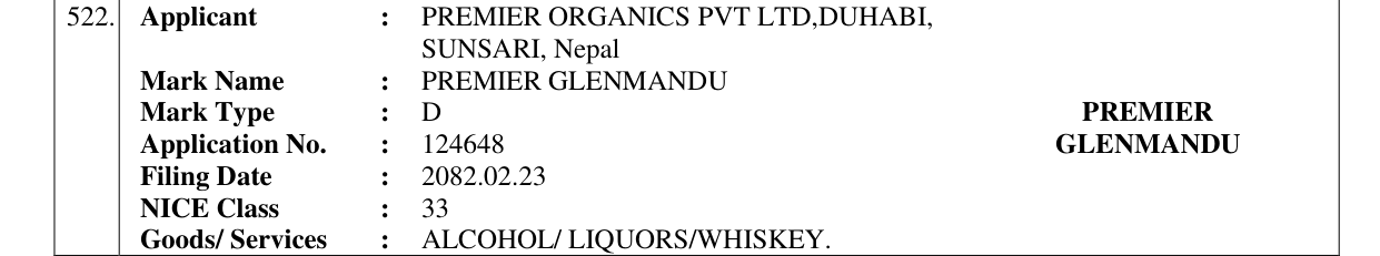 Original bulletin entry for PREMIER GLENMANDU