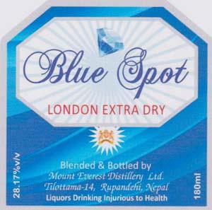 BLUE SPOT LONDON EXTRA DRY (and logo) trademark logo