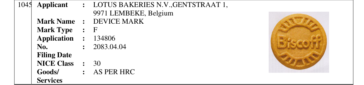 Original bulletin entry for DEVICE MARK