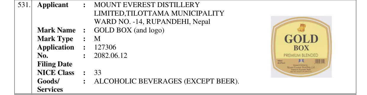 Original bulletin entry for GOLD BOX (and logo)