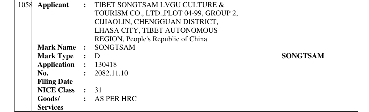 Original bulletin entry for SONGTSAM