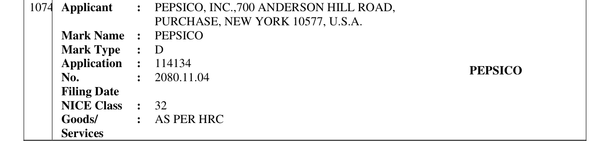 Original bulletin entry for PEPSICO