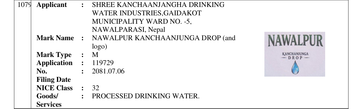 Original bulletin entry for NAWALPUR KANCHAANJUNGA DROP (and logo)