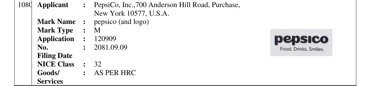 Original bulletin entry for pepsico (and logo)