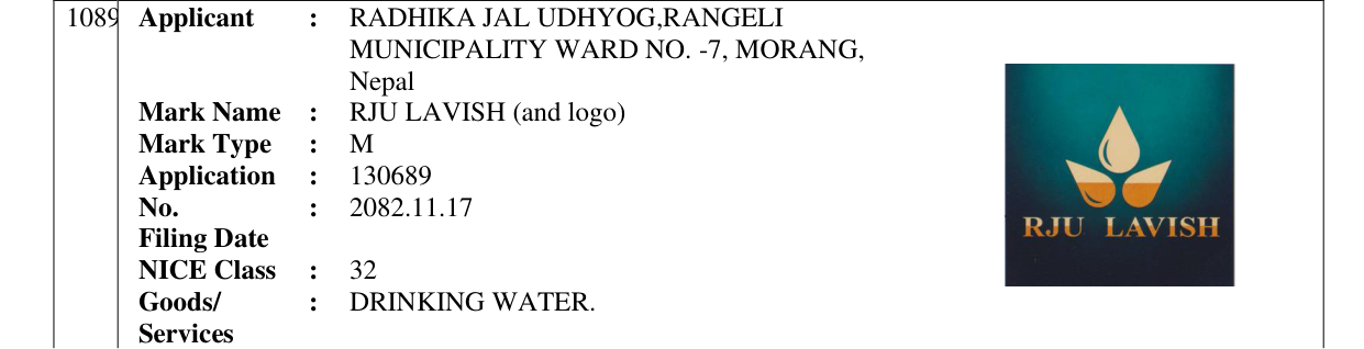 Original bulletin entry for RJU LAVISH (and logo)
