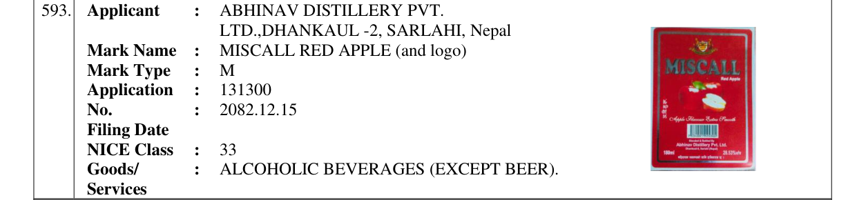 Original bulletin entry for MISCALL RED APPLE (and logo)
