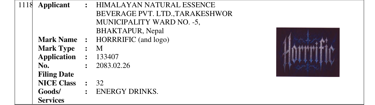 Original bulletin entry for HORRRIFIC (and logo)