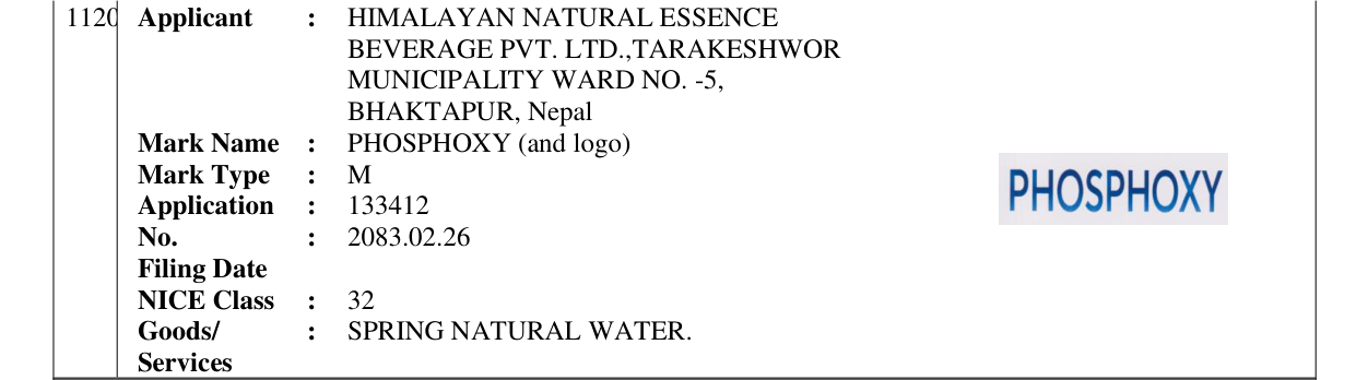 Original bulletin entry for PHOSPHOXY (and logo)