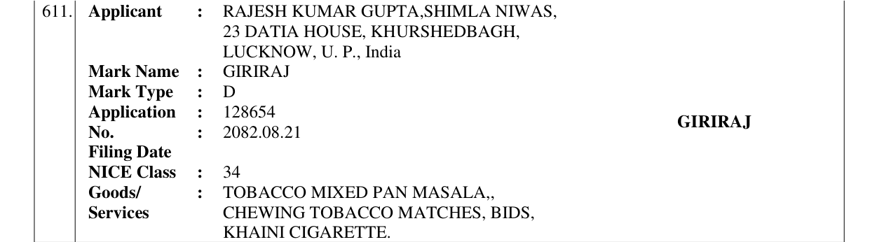 Original bulletin entry for GIRIRAJ