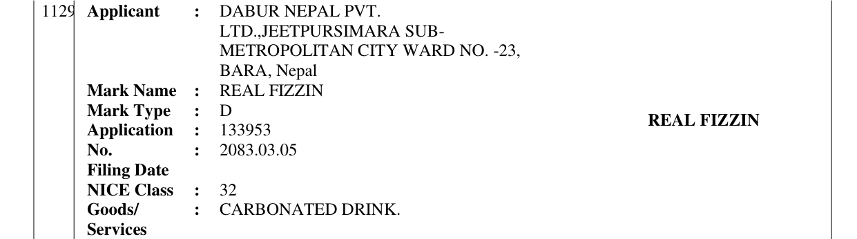 Original bulletin entry for REAL FIZZIN