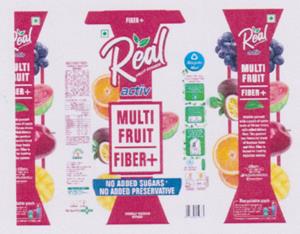 REAL ACTIV MULTI FRUIT FIBER + (and logo) trademark logo
