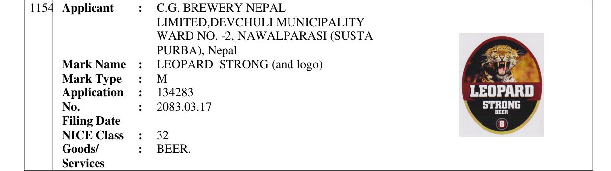 Original bulletin entry for LEOPARD STRONG (and logo)