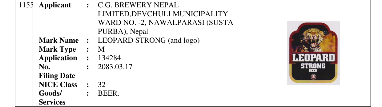 Original bulletin entry for LEOPARD STRONG (and logo)