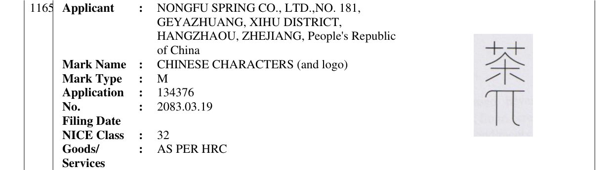 Original bulletin entry for CHINESE CHARACTERS (and logo)